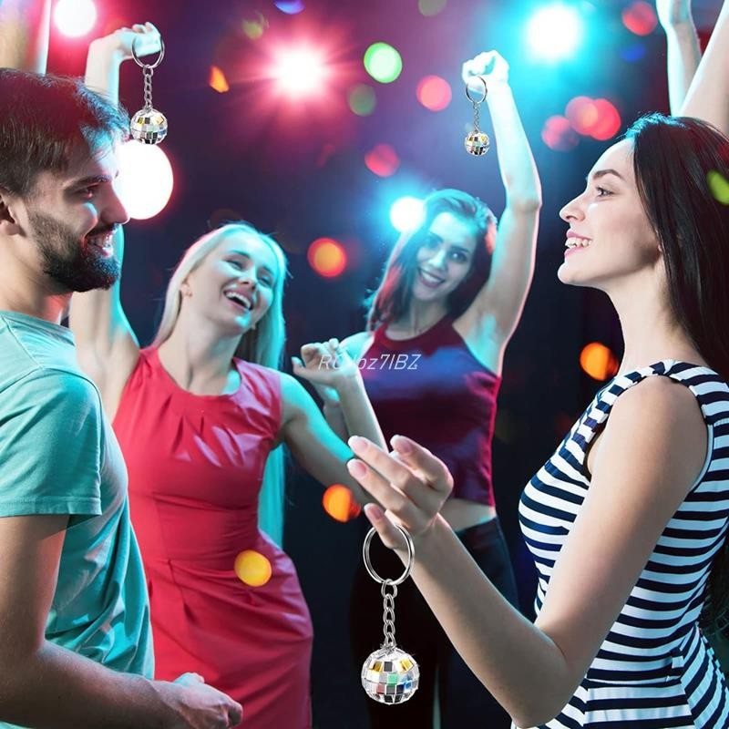 24 Gói Mini Gương Disco Bóng Móc Khóa Cuối Cùng Disco Bachelorette Retro 60s 70 Disco Móc Khóa Cho Đảng Ủng Hộ Bộ