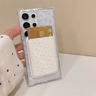 Nơ nữ tính dễ thương Ví trắng đáng yêu Vỏ chống sốc trong suốt cho Samsung s22 s22plus ultra Case Girly S23 S23Plus s23fe s24 s24plus s24ultra Ốp điện thoại