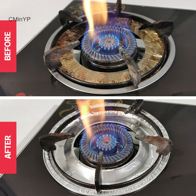 Cminyp 10 Cái / bộ Vỏ Lá Nhôm Dày Bếp Gas Chống Dầu Miếng Lót Bảo Vệ Vỏ Chống Vệ Sinh Miếng Lót Nhà Bếp Làm Sạch Phần Vinh Quang