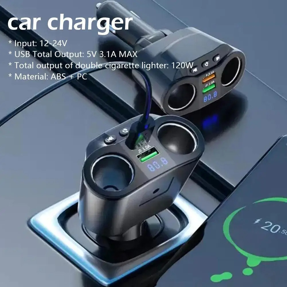 Bộ chia ổ cắm bật lửa thuốc lá ô tô QC 3.0 12-24V USB kép QC3.0 Bộ sạc nhanh USB kép 4.8A Bộ chuyển đổi nguồn hiển thị kỹ thuật số