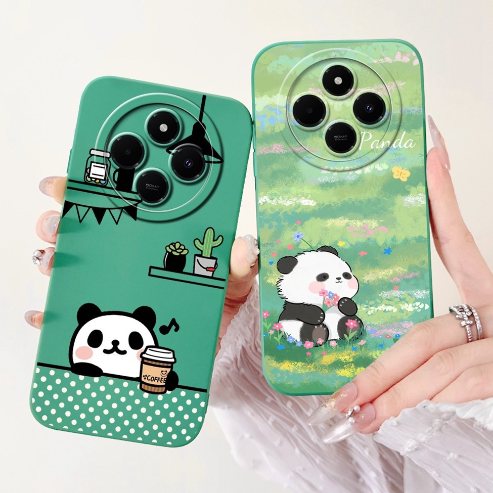 Ốp lưng Xiaomi Redmi 14C 4G Thời Trang Thẩm Mỹ Dễ Thương Cô Gái Ngộ nghĩnh Gấu Trúc Mèo Sơn Vỏ Điện Thoại Redmi 14C Màu Đen