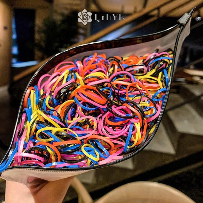 Qrhyk 1000 Chiếc Dây Cao Su Dùng Một Lần Dây Buộc Tóc Co Giãn Nhẫn Ban Nhạc Trẻ Em Bé Gái Đuôi Ngựa Mới