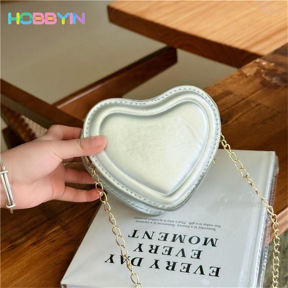 Túi đeo chéo, Túi đeo vai Mini màu trơn, Túi nhỏ hình trái tim bằng da PU thời trang dành cho nữ