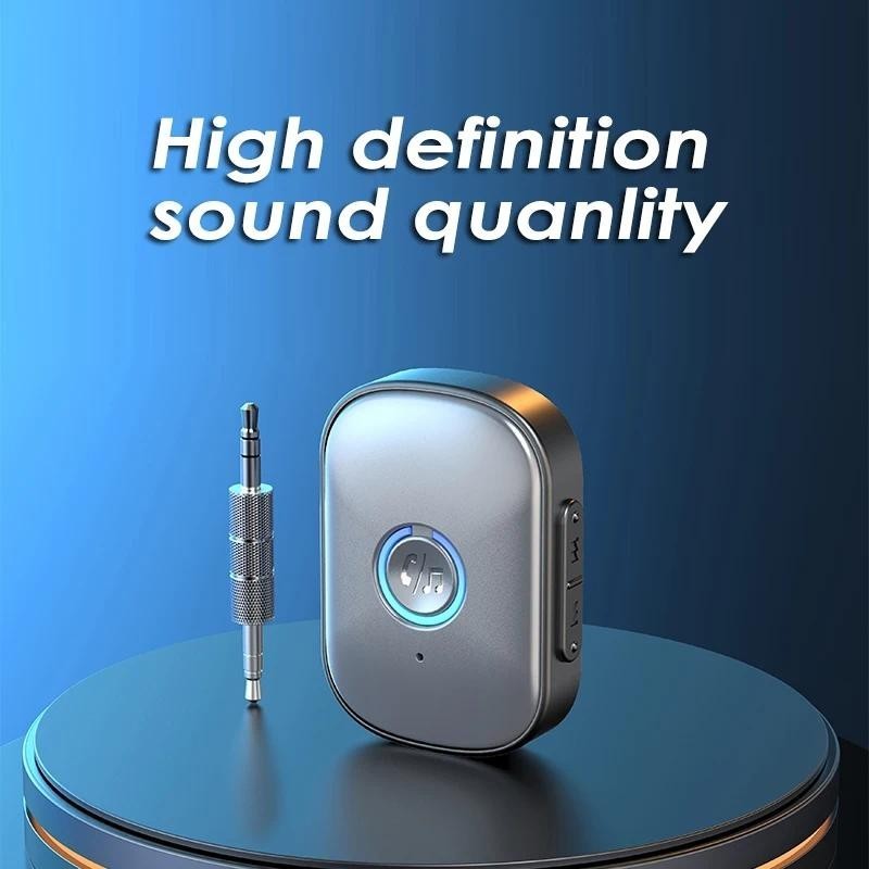 [Sẵn sàng] Bộ chuyển đổi Bluetooth trên ô tô 5.3 Bộ thu âm thanh không dây âm thanh nổi Jack cắm 3,5 mm có micrô cho loa khuếch đại