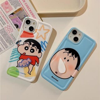 Ốp Lưng Cho IPhone 16 15 11 12 13 14 Pro Max XS XR 7 8 6 6S Plus SE 2022 Ốp Lưng TPU Mềm Xoay Voi Nhỏ Ngáy Crayon Shin Chan Sáng Tạo 3D Hoạt Hình Sang Trọng