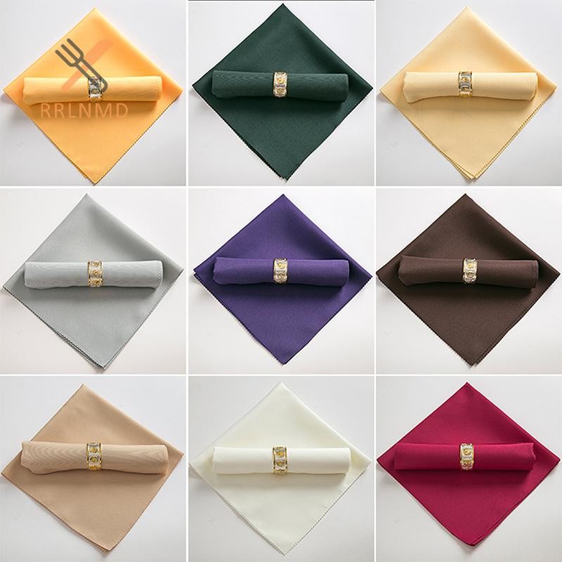 Rrlnmd > 48 * 48cm Nhà Hàng Tiệc Cưới Tiệc Ăn Tối Vải Polyester Khăn Ăn Restaura MỚI