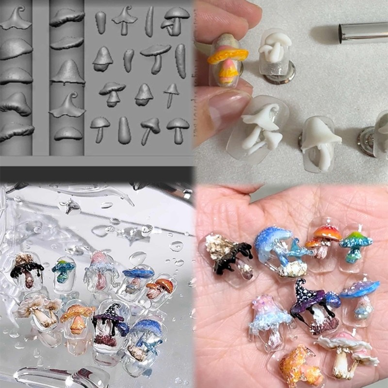 Wellb Thời Trang Silicon Móng Tay Nghệ Thuật Khuôn Nấm Khắc Mẫu Dành Cho Người Hâm Mộ Móng Tay