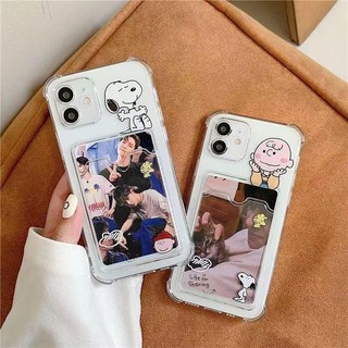 Ốp Lưng Cho Samsung Galaxy A55 5G A54 A53 A35 A34 A52 A15 A14 A23 A24 A04 A04E A05 A05S A33 A51 A71 A50 A50S Vỏ Đựng Thẻ Snoopy Dễ Thương Khe Cắm Túi Bảo Vệ Toàn Diện