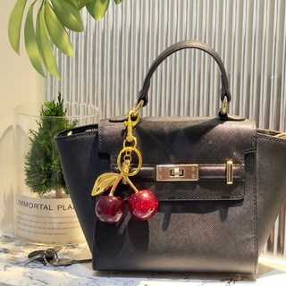 Móc khóa thời trang Cherry sang trọng Sáng tạo dành cho nữ Mặt dây chuyền trái cây giả pha lê sáng bóng Thích hợp cho túi xách