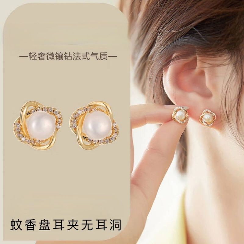 Kẹp tai hạt hoa rỗng Nữ thời trang Pháp Bông tai sang trọng