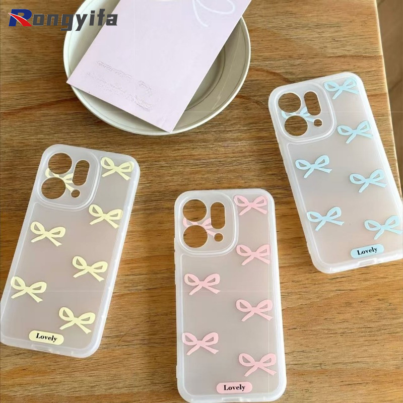 Ốp Điện Thoại Sương Mù Nơ Cho Xiaomi 15 15S 14 13 12 Mi 11 10S Pro Ultra Lite 9T 8 6 Mix 4 2S Civiv 5 4 Pro 3 2 1 1S Ốp Lưng Mờ Hoạt Hình Dễ Thương Mờ Chống Sốc Vỏ mềm