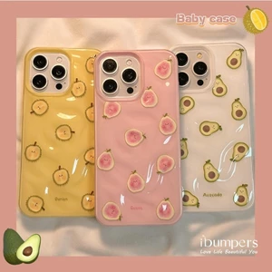 ibumpers Ốp Điện Thoại iPhone Thiên Thạch Họa Tiết Trái Cây Dễ Thương Hàn Quốc 11 12 13 14 15 16 Pro Max Ốp Lưng Màu Kẹo Silicon Mềm Chống Sốc