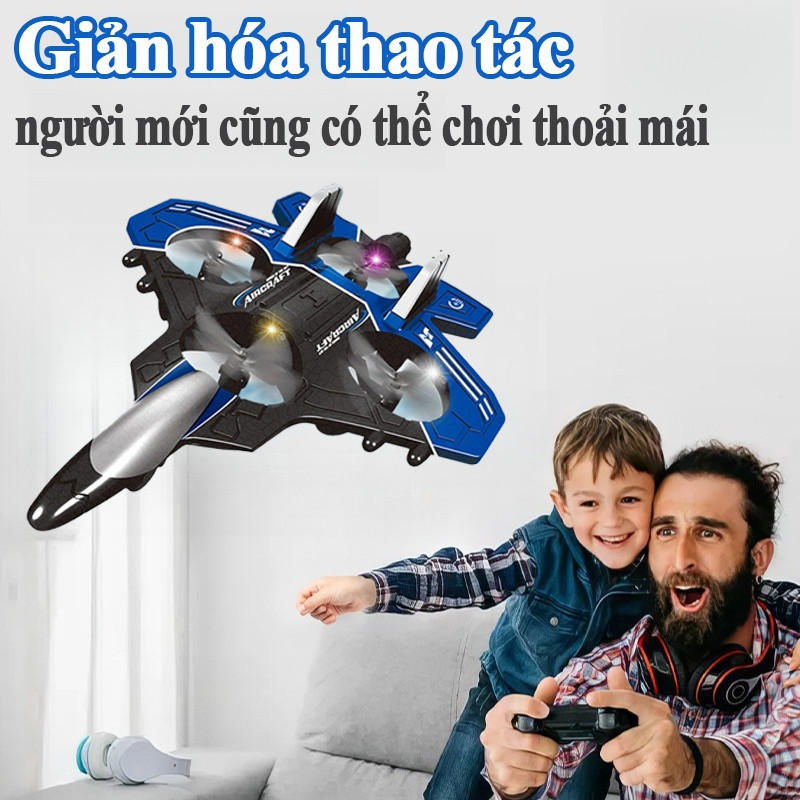 Máy Bay Chiến đấu Tạo Bọt điều Khiển Từ Xa,dễ điều Khiển Giữ độ Cao Và Thăng Bằng,có đèn Led Ban đêm