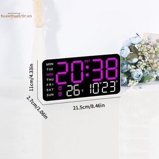 TRTR Đồng hồ treo tường kỹ thuật số lớn Ngày tuần Hiển thị nhiệt độ Bàn điều khiển bằng giọng nói Đồng hồ báo thức LED Độ sáng Có thể điều chỉnh Đồng hồ 12 / 24H VN