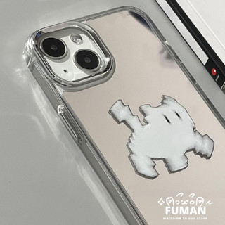 Ốp Gương Mèo Con Màu Trắng Vui Nhộn Cho Samsung Galaxy S25 + S25 Edge S24 S23 S22 S21 S10 Plus + S20 FE Note 20 Ultra 10 Pro Plus Lite Ốp lưng Hoạt Hình Đơn Giản