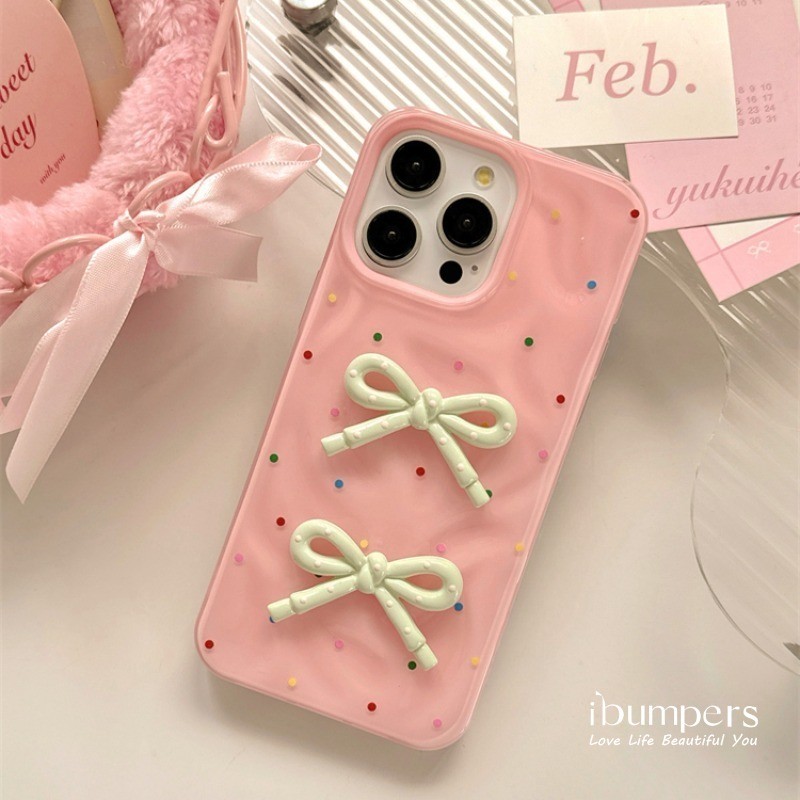 ibumpers Ốp Điện Thoại iPhone Hàn Quốc Dễ Thương Màu Kẹo Nơ Cho IPhone 11 12 13 14 15 16 Pro Max Ốp Lưng Thiên Thạch Màu Kẹo Silicon Mềm Chống Sốc