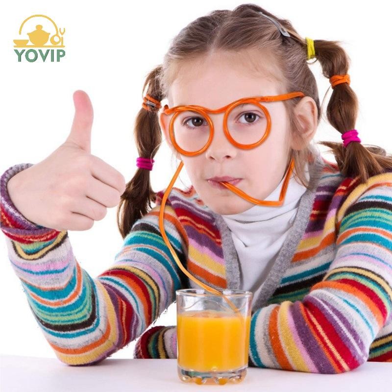YOVIP Ống Hút Ngộ nghĩnh Kính PVC Mềm Ống Hút Uống Linh Hoạt Trẻ Em Dự Tiệc Tiếp Liệu Thanh Tiếp Liệu Phụ Kiện Đồ Chơi Sáng Tạo VN