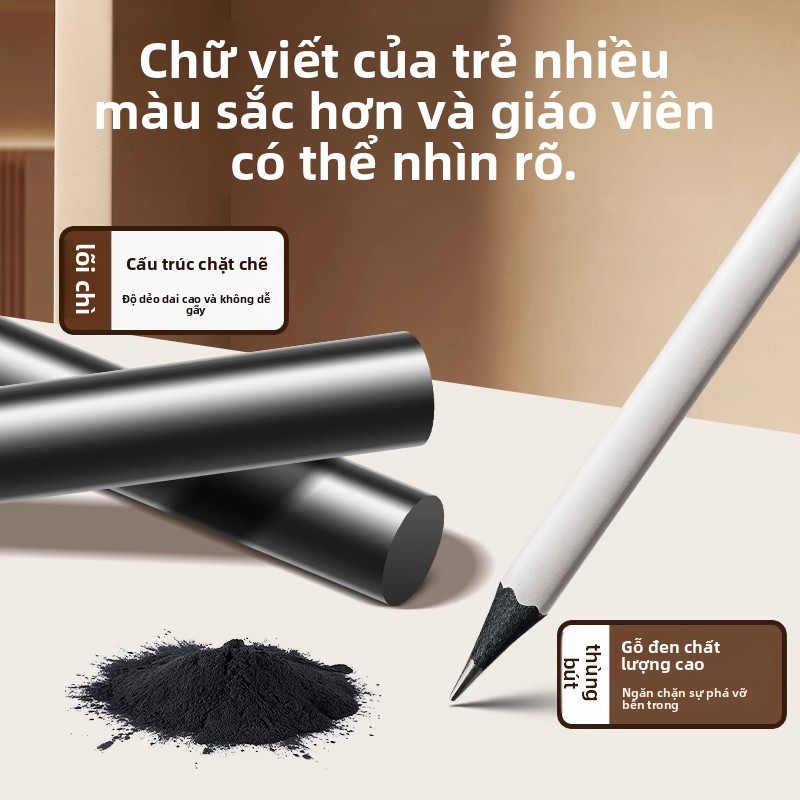 Bút Chì 2B Cho Trẻ Em Gỗ Đen Màu Xám Dành Cho Trường Mầm Non & Học Sinh Lớp 1-2