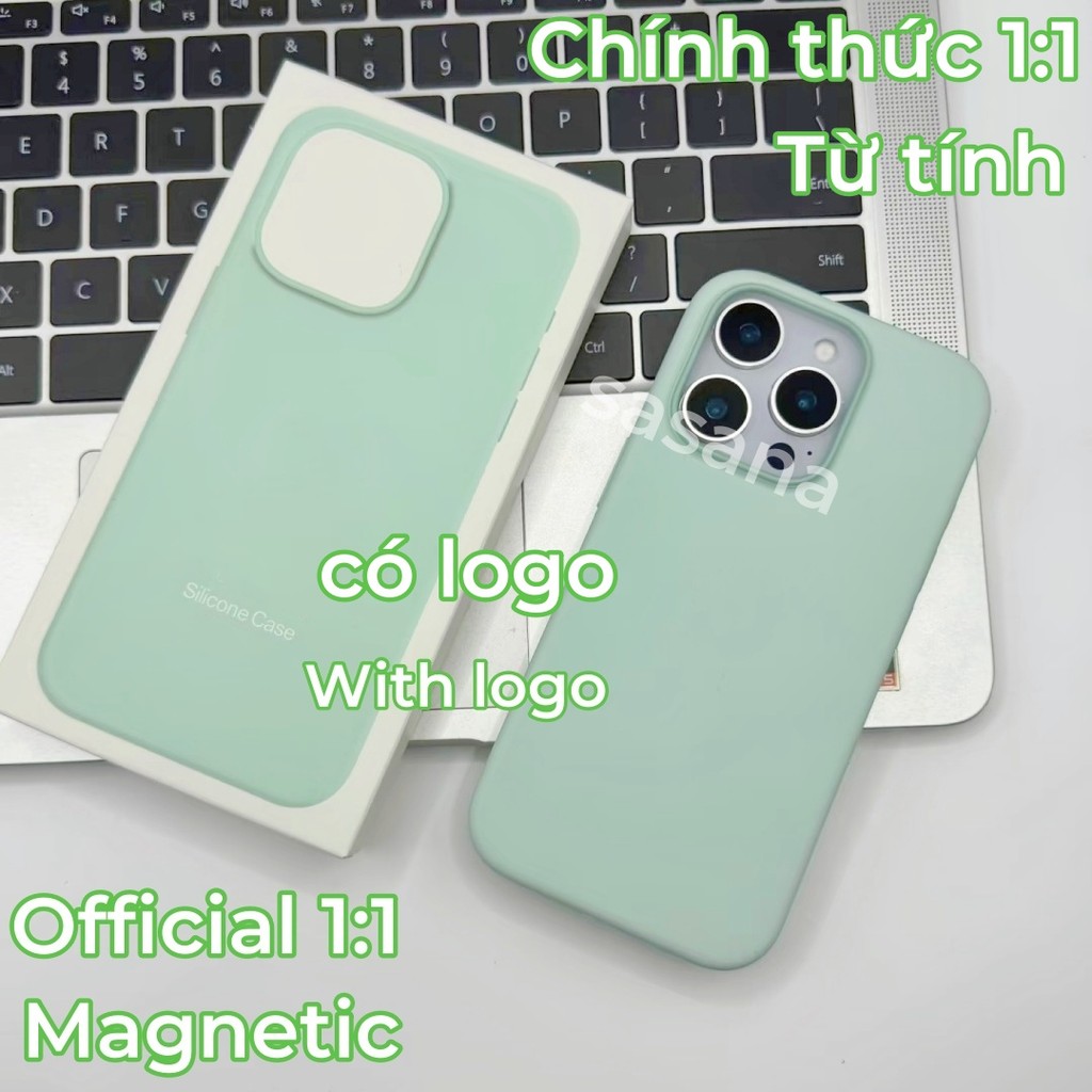 Silicone lỏng từ tính màu xanh lá cây cho iphone 16 / 15 / 14 / 13 / 12 / Pro / Pro Max / plus / mini Vỏ điện thoại chất lượng cao Hoạt hình bật lên