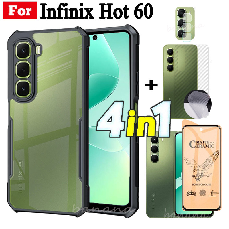 Ốp Điện Thoại Chống Sốc 4 Trong 1 Infinix Hot 60 Cho Infinix Hot 60i Bảo Vệ Toàn Diện Kính Cường Lực Bảo Vệ Màn Hình Và Phim Ống Kính Và Phim Mặt Sau