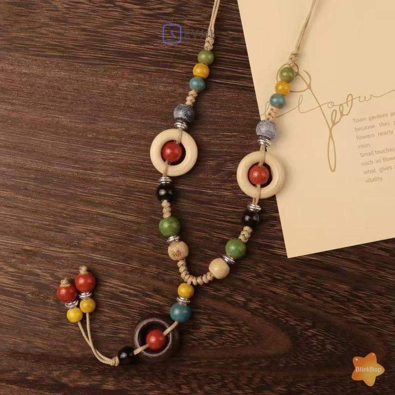 Vòng cổ gốm phong cách boho với dây điều chỉnh linh hoạt