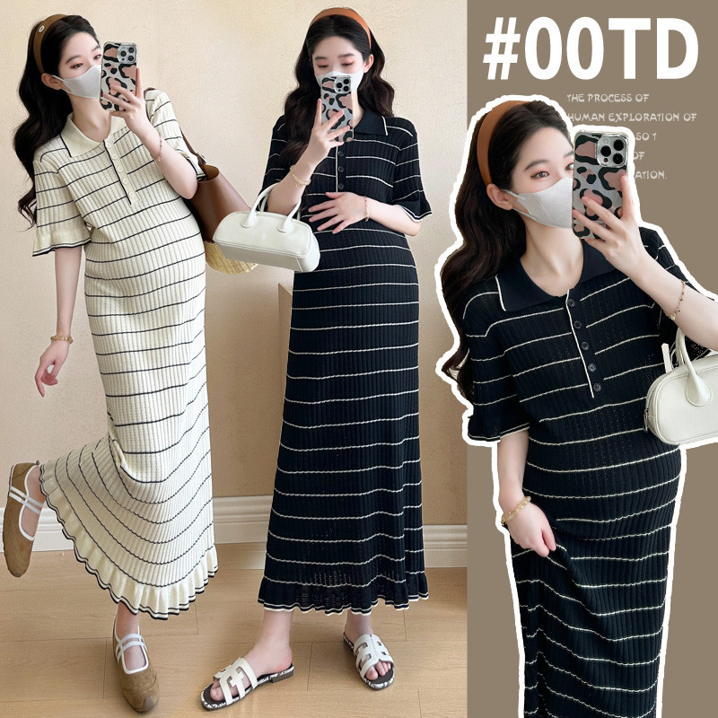 Váy bà bầu mùa hè Plus Size Váy dệt kim rỗng