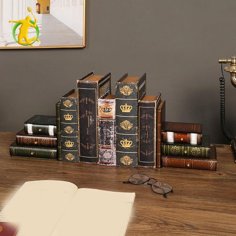 2x Đồ trang trí sách giả Bookends Giá đỡ sách có ngăn kéo lưu trữ Châu Âu