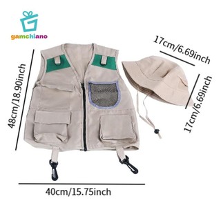 Gamchiano Trẻ Em Explorer Áo Vest Và Mũ Trang Phục Đồ Chơi Trẻ Em Explorer Bộ Dụng Cụ Trẻ Em Ngoài Trời