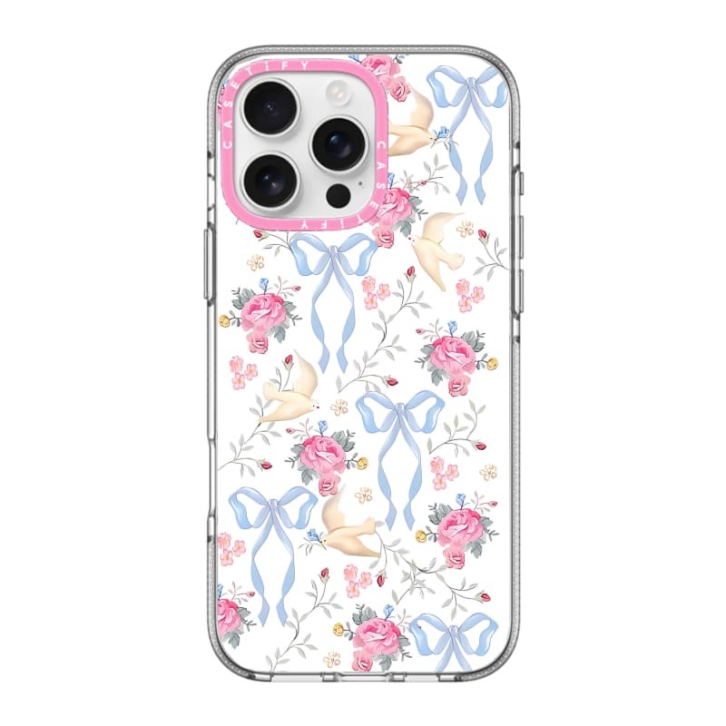CASECASE X Vỏ nơ chim HỒNG CAMERA PHIÊN BẢN RING Tác động Vỏ hút từ tính trong suốt cho iPhone 16 / 15 / 14 / 13 Pro Max với bao bì cao cấp