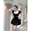 ĐẦM KAKI THÔ TAY PHỒNG NÚT BỌC TÙNG FORM BÍ