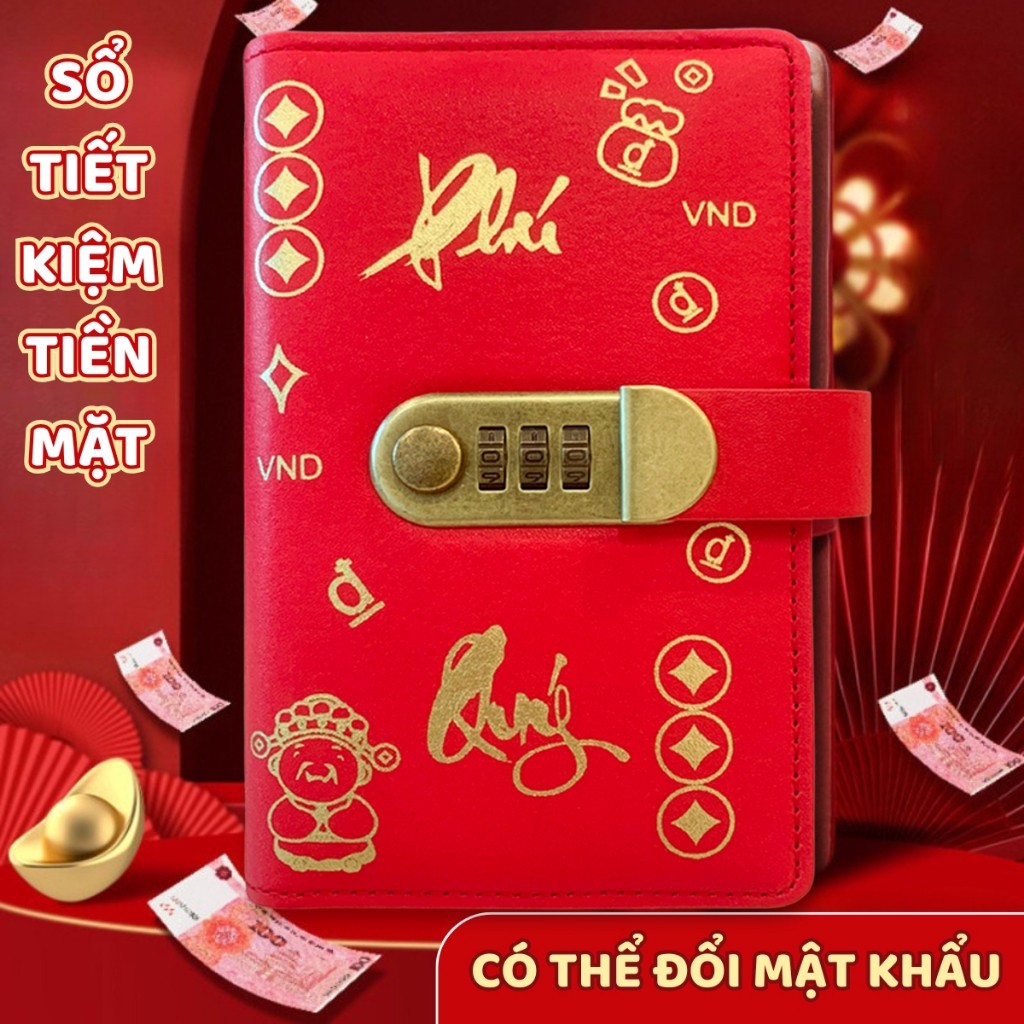 Sổ Tiết Kiệm Có Mật Khẩu - Sổ Quản Lý Chi Tiêu Có Nhiều Ngăn Túi Zip Giúp Bảo Mật & Quản Lý Chi Tiêu