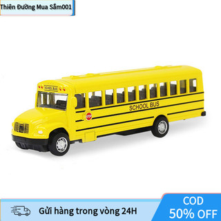 Mô hình xe buýt kim loại tỉ lệ 1/43 màu vàng, món quà tuyệt vời cho bé trai