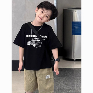 Mùa Hè Bé Trai Bé Gái Áo Thun Tay Ngắn Trẻ Em Retro Thể Thao Ô Tô In Hình Bé Rời Trắng Top