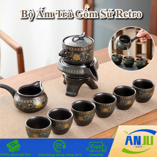 Bộ Ấm Chén Pha Trà Cối Xay Cao Cấp, Tặng Kèm Hộp Quà Sang Trọng,  Thưởng Thức Trà Tinh Tế