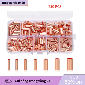 【COD】Set 250 Đầu Nối Dây Bằng Đồng Uốn Dạng Ống, Nối Dây 1-6mm Chống Oxy Hóa