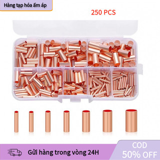 【COD】Set 250 Đầu Nối Dây Bằng Đồng Uốn Dạng Ống, Nối Dây 1-6mm Chống Oxy Hóa
