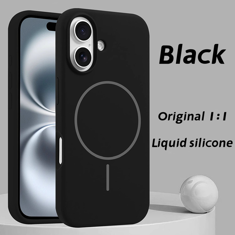 Ống Điện Thoại Silicon Lỏng Chính Hãng Cho IPhone 16 15 14 13 12 11 Pro Max IP 14 Pro Max Vỏ Hấp Thụ Sốc Từ Tính