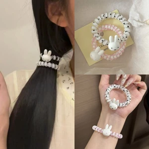 Dây điện thoại tóc Miffy thỏ dễ thương, cao đàn hồi bền, phụ kiện tóc đơn giản