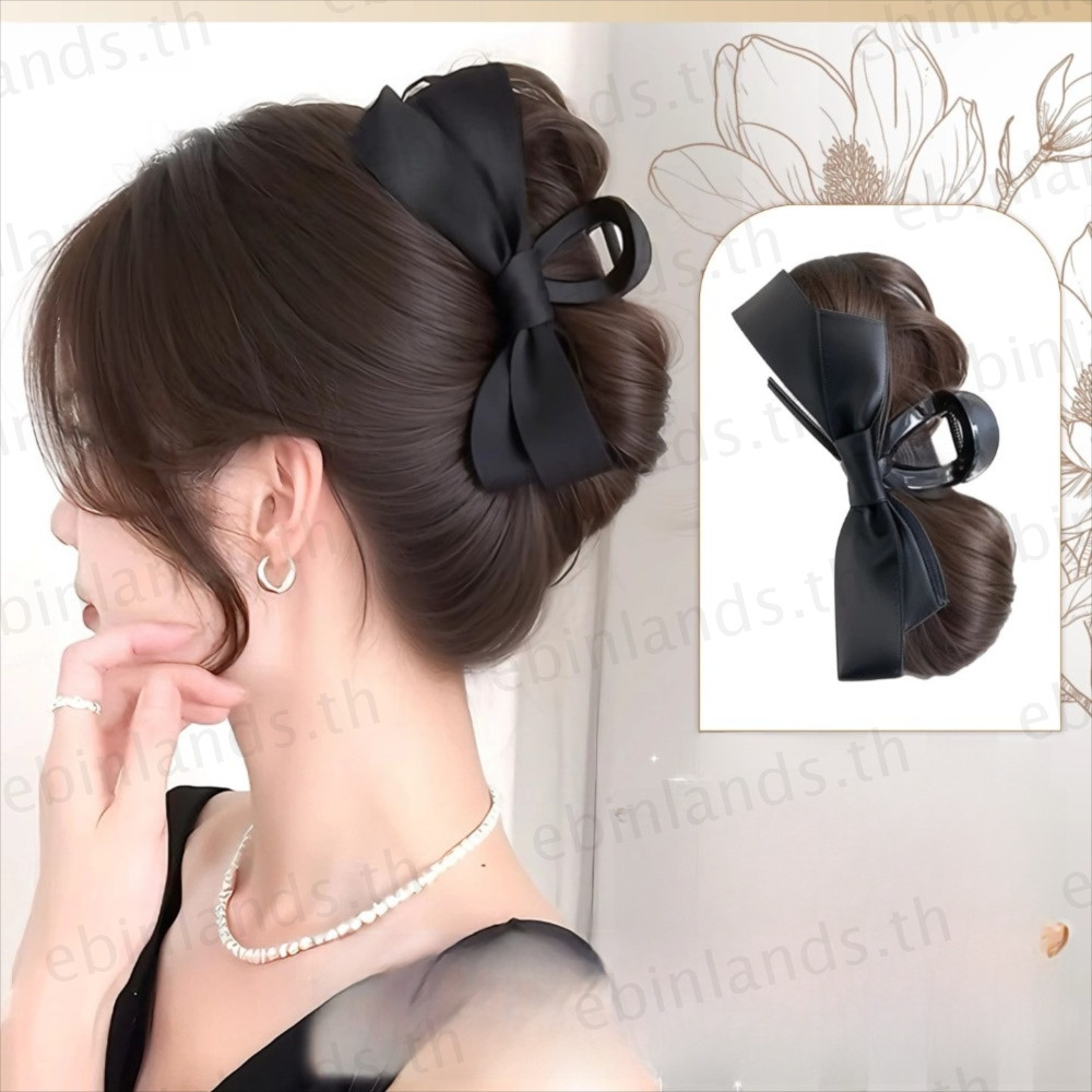 EBINLANDS Tóc Bun Móng Vuốt Kẹp, Có Nơ Đen Bun Đầu Tóc Giả, Tổng Hợp Lông Tơ Tóc Giả Kẹp Tóc Nữ