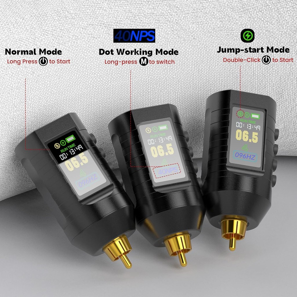 Wormhole Pin không dây cho máy xăm 1800mAh, sạc RCA, dùng cho súng và máy xăm