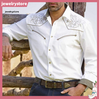 JET Retro Áo Sơ Mi Nam Retro Top Nam Vintage Tây Cao Bồi In Hình Slim Fit Áo Sơ Mi Dài Tay Thời Trang Dạo Phố Cho Công Sở Mặc
