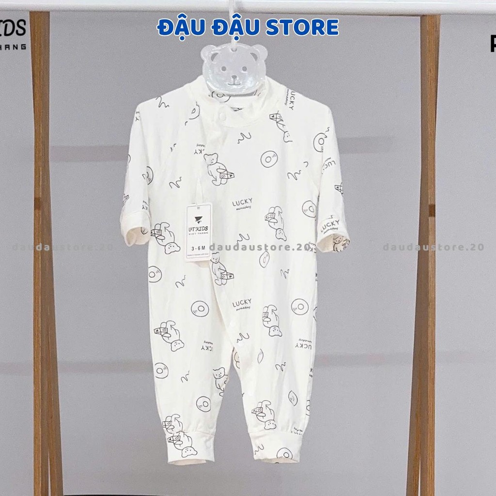 (Set 2 - Set 3) Body Thun Petit Dài Tay Trắng Phối VT Cúc Bấm Mềm Mịn Cho Bé Sơ Sinh 3-9kg VT-BD08 Đậu Đậu Store