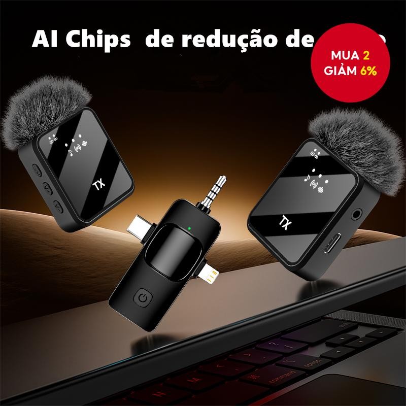 Microphone không dây mới, chống ồn, Ball 3in1 cho điện thoại, video ...