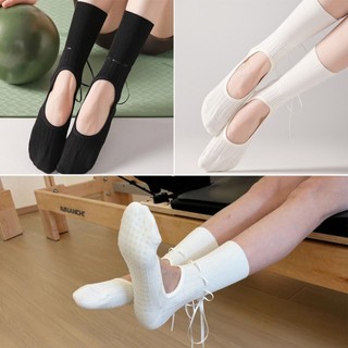 Tất Pilates WEAVELYF từ cotton, thấm mồ hôi và thoáng khí, thiết kế ống giữa chống trượt