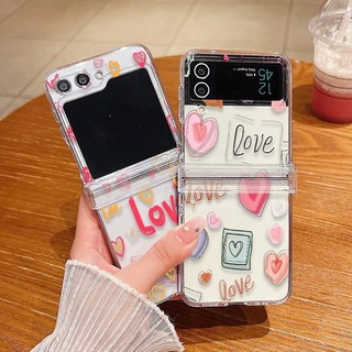Nghệ Thuật Tình Yêu Họa Tiết Trong Suốt Dành Cho Samsung Galaxy Z Flip 6 Flip 5 Flip 4 Flip 3 Full Bản Lề Trong Suốt Cứng PC Gấp Ốp điện thoại Cho Samsung Z Flip6 Flip5 Flip4 Flip3