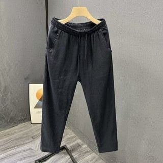 Quần Dichuangzhe Cotton Và Vải Lanh Nam Màu Trơn Đơn Giản Quần Thể Thao Thẳng