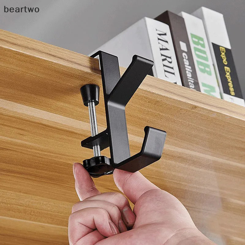 < Beartwo > Móc cạnh bàn có thể điều chỉnh Tai nghe chơi game Móc treo bàn Ba lô Lưu trữ Móc treo Giá đỡ đục lỗ Dụng cụ tổ chức văn phòng tại nhà Đẹp