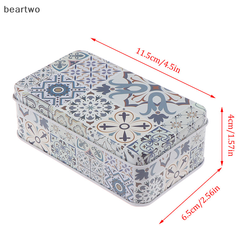 < Beartwo > 11.5 * 6.5 * 4Cm Lọ Bảo Quản Hình Chữ Nhật Sắt Thiếc Thuốc Quà Tặng Đồng Xu Hộp Trang Sức Nhà Đẹp