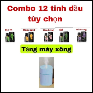 12 chai tinh dầu 10ml + 1 máy phun sương 220ml, máy xông tinh dầu thơm phòng thư giản