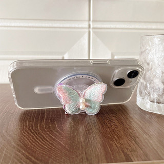 Giá đỡ điện thoại từ tính hình con bướm Laser cho vỏ Magsafe và IPhone 15 14 13 12 Pro Max 14 Plus có thể gập lại Pop Ring Grip Giá đỡ bàn co giãn màu P8